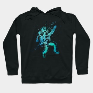 Astronaut Playing Guitar - Space Rock in Blue Hoodie